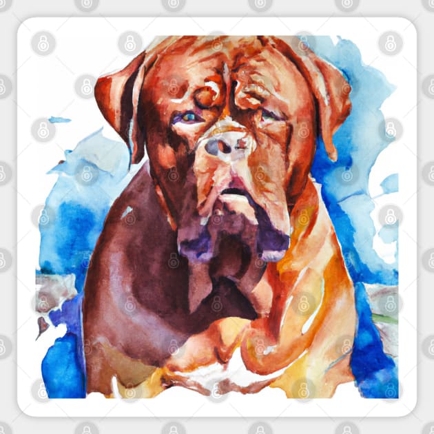 Watercolor Dogue de Bordeaux - Dog Lovers Sticker by Edd Paint Something